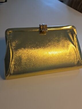 Vintage 60's Gold Metallic Clutch Bag